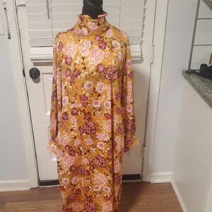 Who What Wear Floral Yellow Long Sleeve Dress